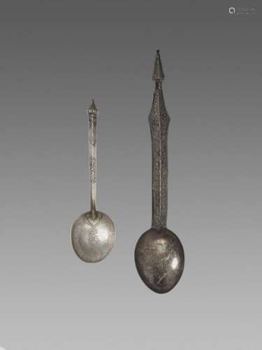 Two Large Cambodian Silver Spo…