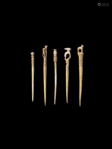 Ɏ Five Cham Ivory Hairpins Wit…