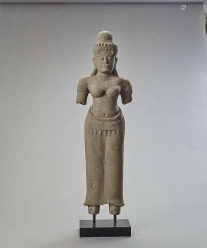 A Khmer Style Sandstone Statue…