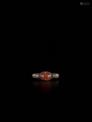 A Silver Ring With Carnelian