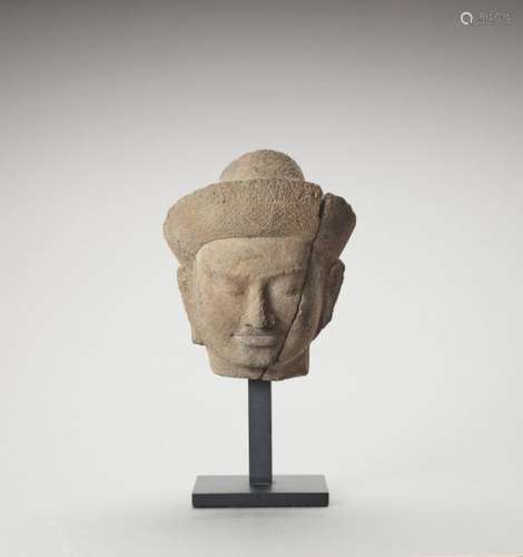 A Khmer Sandstone Head Of Vish…