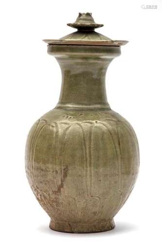 A Large Celadon Lidded Vase