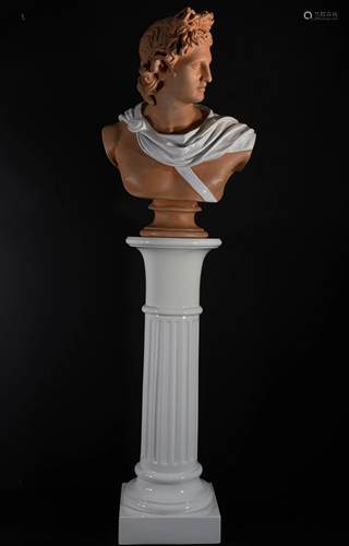 Terracotta bust on 20th Roman style column