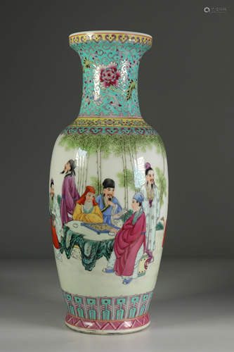 Porcelain vase, character decoration. Mid-20th century