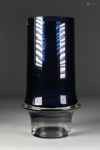 Iittala and Tapio Wirkkala, blue glass vase, signed at