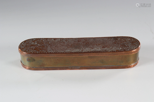 Dutch engraved copper tobacco box 18th