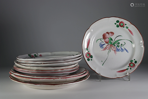 7 Strasbourg plates and 3 19th century dishes