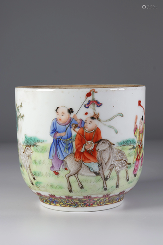 Small porcelain jar with children's decoration,