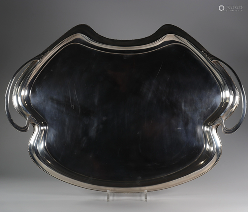 Large Art Nouveau silver plated serving tray.