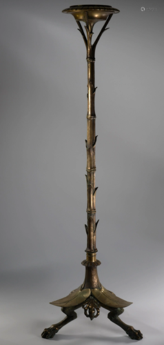 Japanese style torchiere holder in bronze in the spirit