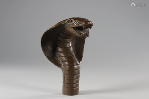 Bronze cane knob in the shape of a snake