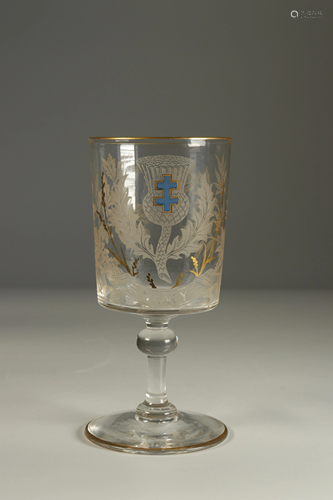 Ecole de Nancy Engraved crystal glass and thistles