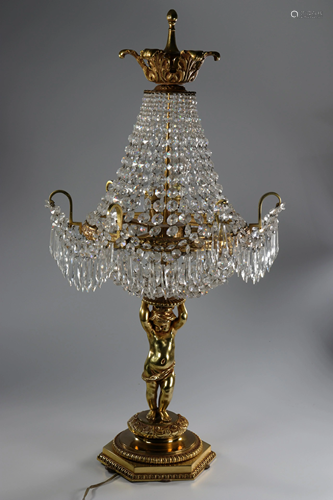 Louis XV style bronze and crystal lamp