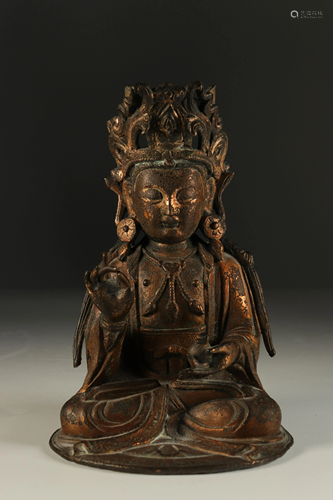 Kwanin Buddha in gilded bronze, Ming period. 17th