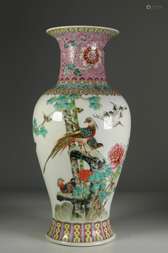 Porcelain vase, phoenix decoration. Mid-20th century