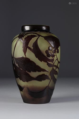 Emile GallÃ© vase cleared with acid floral decoration