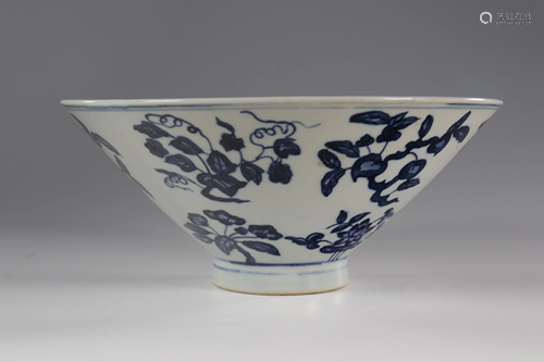 blanc-bleu porcelain bowl, mark at the base, China