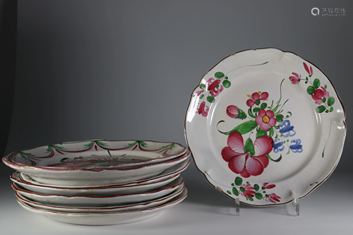 8 large Strasbourg porcelain dishes from the 18th