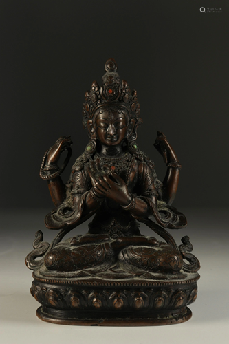 Budistic statuette in bronze .China XVIII-XIX.