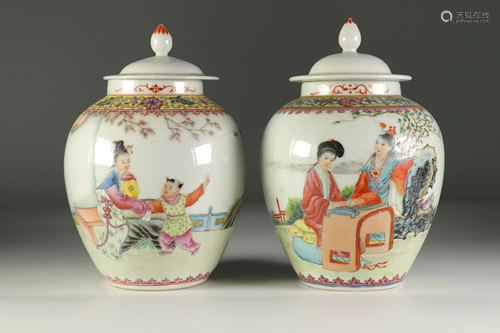 Two porcelain tea pots. China Republic period.