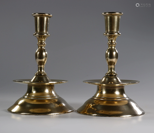 Pair of 17th Flanders candlesticks in bronze