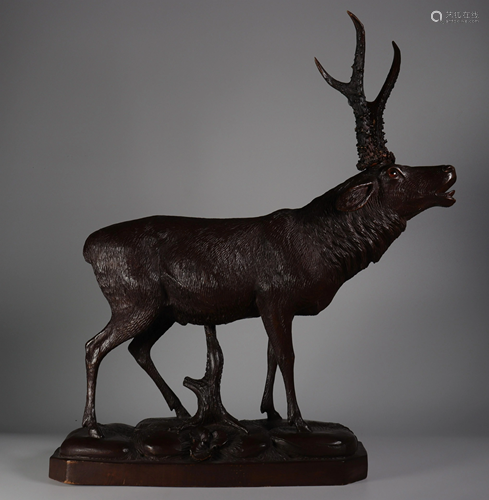 Imposing Deer in the Black Forest genuine horn 20th