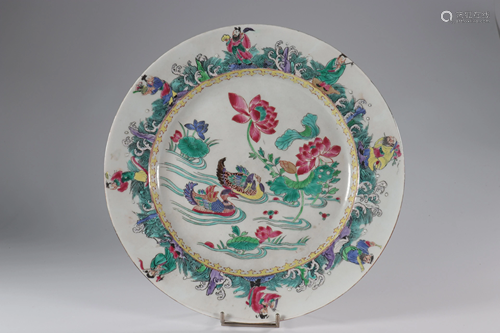 Porcelain plate decorated with the eight immortals.