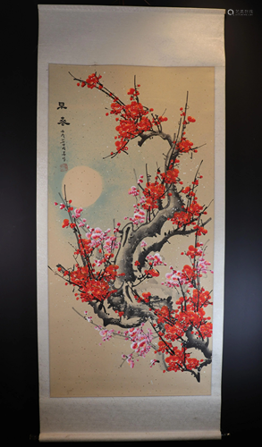 China hanging scroll painting on paper decorated with a