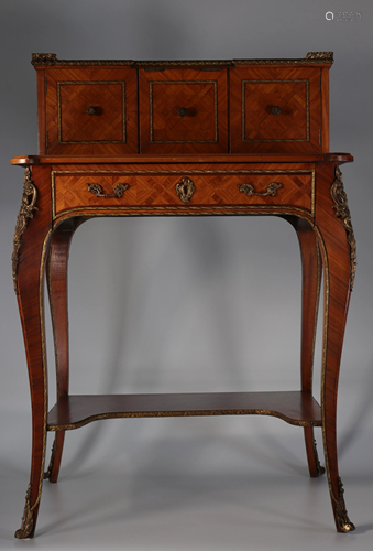 Small secretary inlaid and bronze Louis XV style 20th