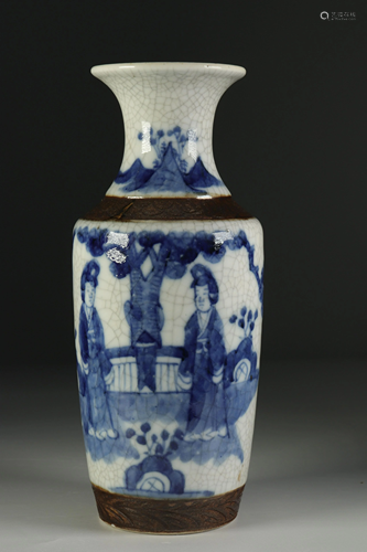 Small blanc-bleu vase in Nanjing porcelain, China 19-20