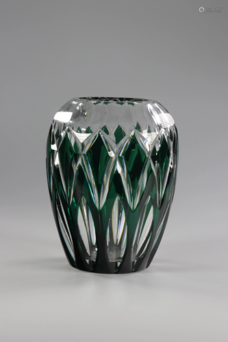 Val Saint Lambert Green Art Deco vase