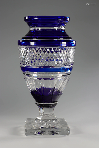 Val Saint Lambert imposing blue Jupiter vase