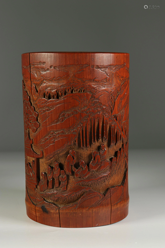 Bamboo brush pot: late 19th century China.