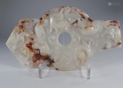 Jade plate, chillong decoration, China circa 1900.