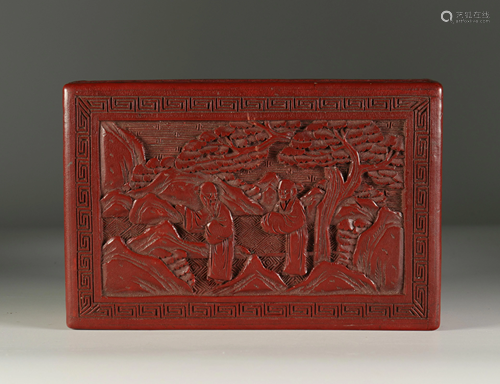 Cinnabar lacquer box, late 19th century China.