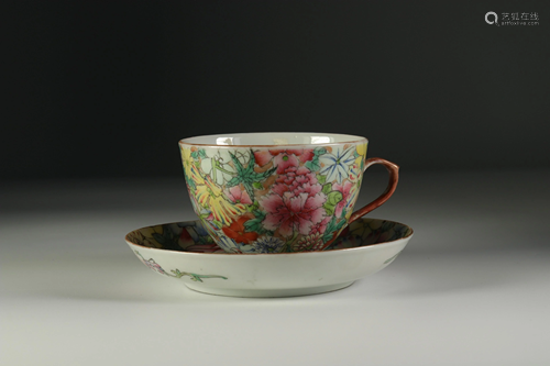 Porcelain cup thousand flowers, brands. China late