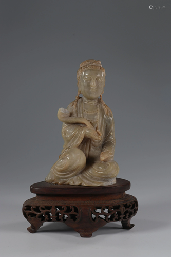 Bacon soapstone Buddha, 19th C. China.