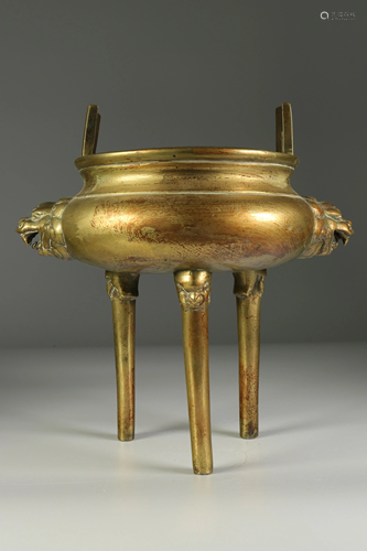 Bronze tripod perfume burner. China late nineteenth.