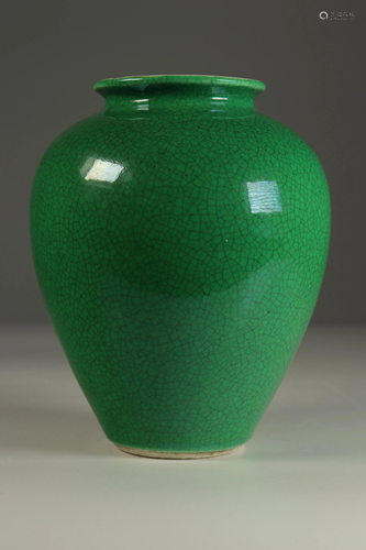 Porcelain vase with apple green glaze. Nineteenth