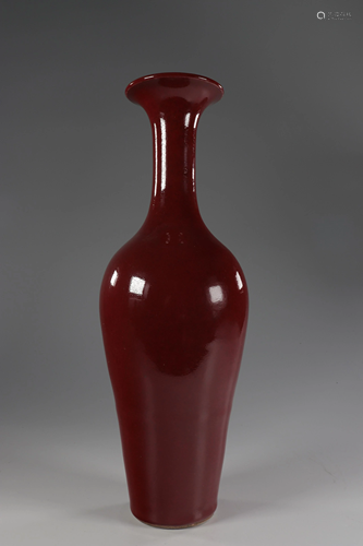 Monochrome porcelain vase called beef blood, China