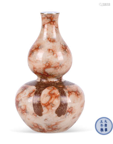 清 石纹釉包袱葫芦瓶