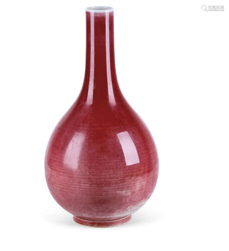 清中期 豇豆红釉大胆瓶