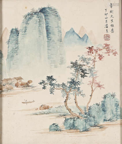 潘素(1915-1992)   秋林红树图