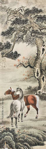 溥松窗(1931-1991)   双骏图