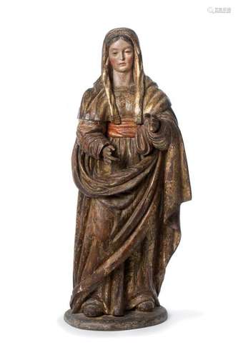 VIERGE OU SAINTE FEMME en bois sculpté, polychromé…