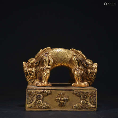 A gilt-bronze beast seal