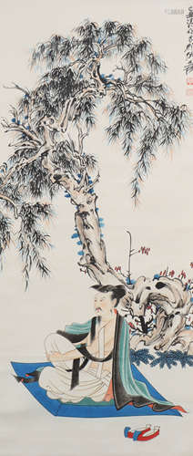 A Zhang daqian's figure painting