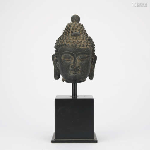 A bronze buddha head