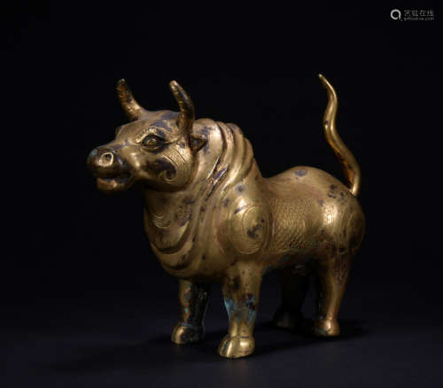 A gilt-bronze cow