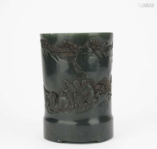 A jade 'poems' pen container